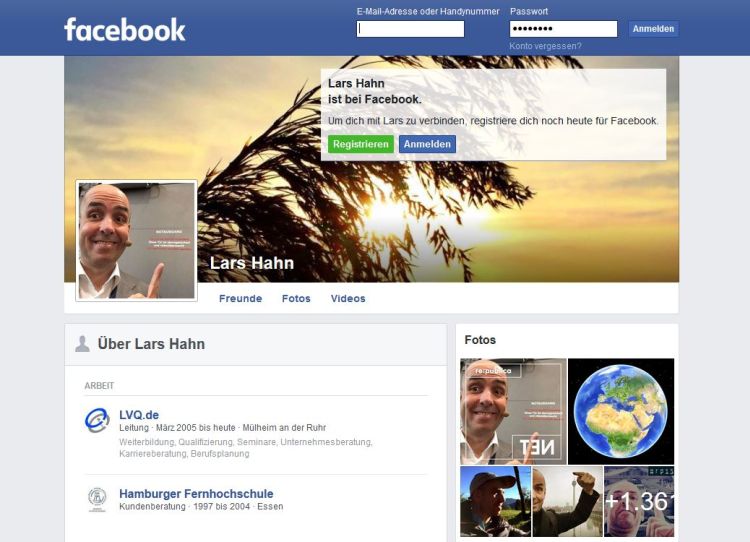 Facebook-Profil für Ausgeloggte